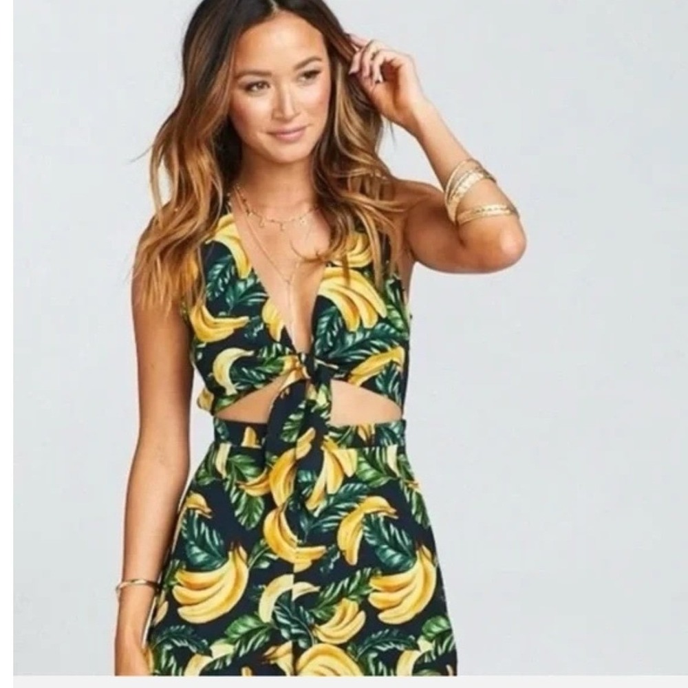 Show Me Your Mumu Goes Bananas, cutout, tie front shorts romper sz XS